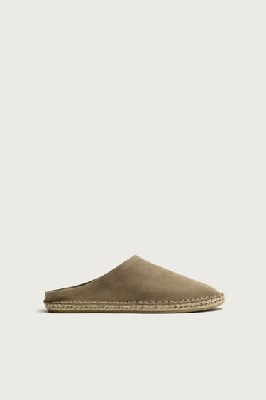 ZUECO PIEL - Gris Topo de Zara