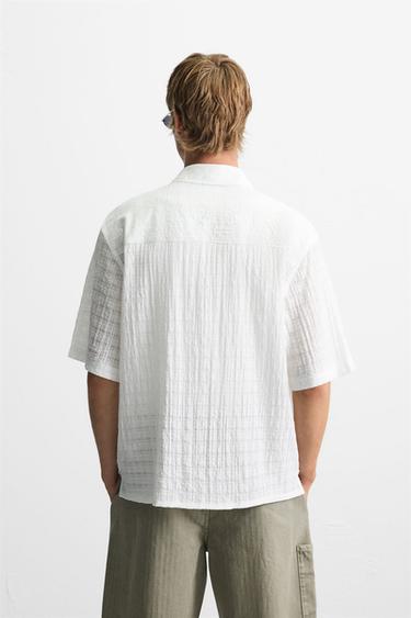 CHEMISE STRUCTURÉE À CARREAUX - Blanc de Zara - Image 2