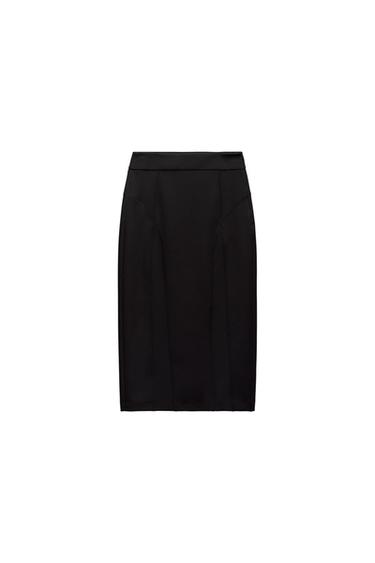 MIDI SKIRT IN STRETCH FABRIC WITH PRONOUNCED SEAMS