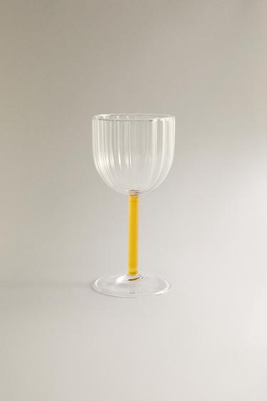 BOROSILICATE GLASS WITH COLOURED STEM - Mustard by Zara