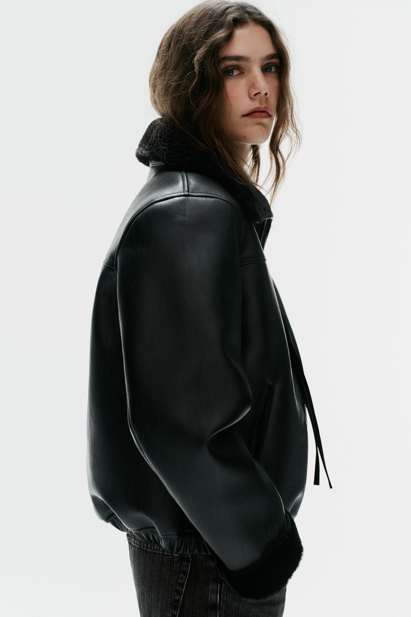 Женская куртка Zara Double-Sided, цвет: Чёрный — фото 5