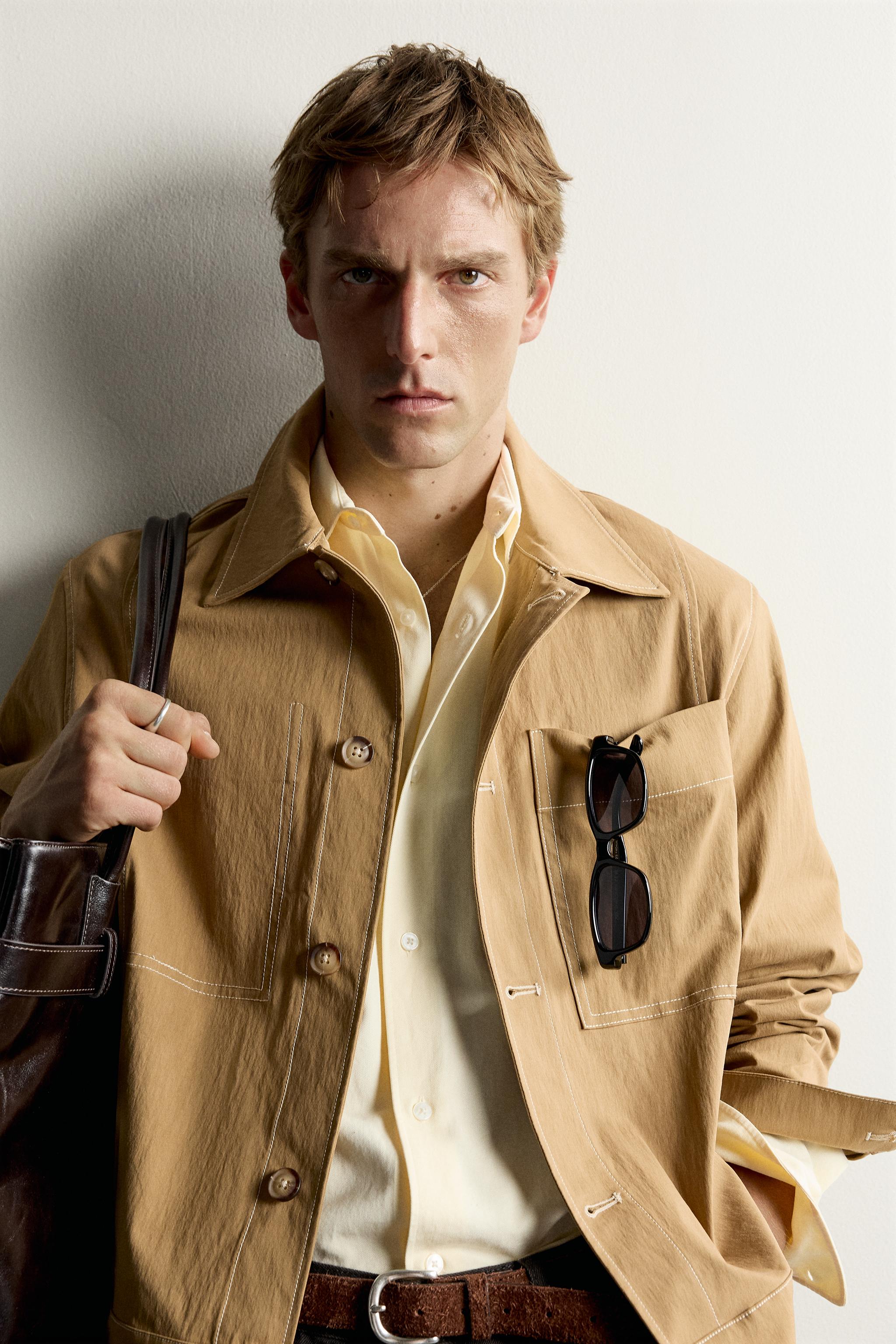 CONTRAST TOPSTITCH BOXY FIT OVERSHIRT