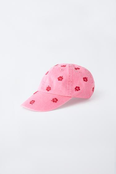 EMBROIDERED HIBISCUS CAP - Light fuchsia by Zara - Image 1