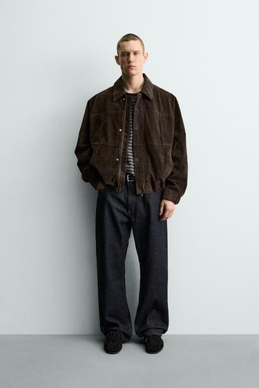 Zara FAUX SUEDE JACKET - Brown