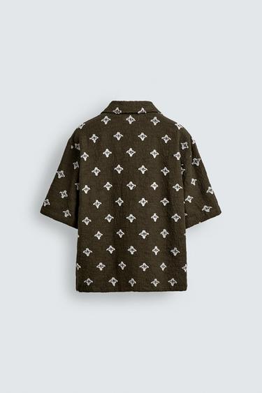 TEXTURED JACQUARD SHIRT - Dark khaki by Zara - Image 7