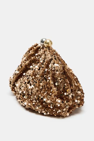 SEQUIN CLUTCH BAG - Gold by Zara - Image 3