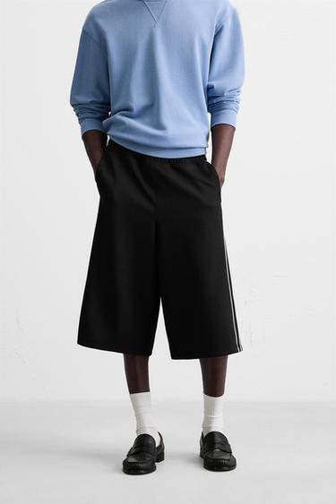 Zara 飾帶科技布料短褲 - 黑色