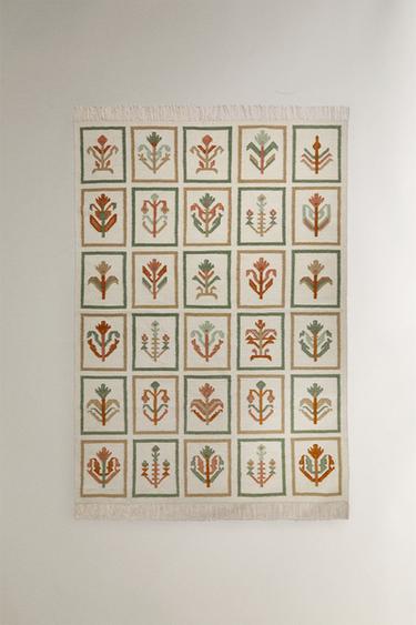WOLLTEPPICH MIT BLUMENMUSTER - Grün von Zara - Bild 0
