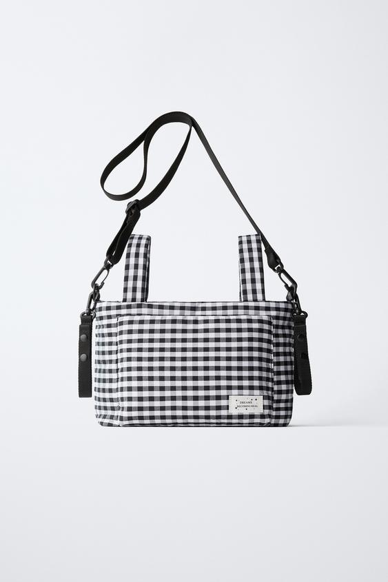 Zara 嬰兒車格紋媽咪包 - 黑色 - 圖片 0