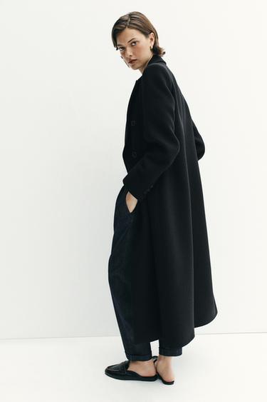 ABRIGO CON LANA ZW COLLECTION - Negro de Zara