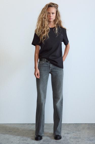 Zara TRF WIDE LEG LOW RISE JEANS - Anthracite grey