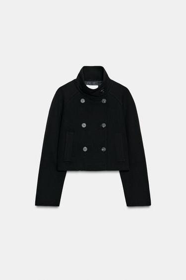 CHAQUETA CORTA CRUZADA - Negro de Zara - Imagen 0
