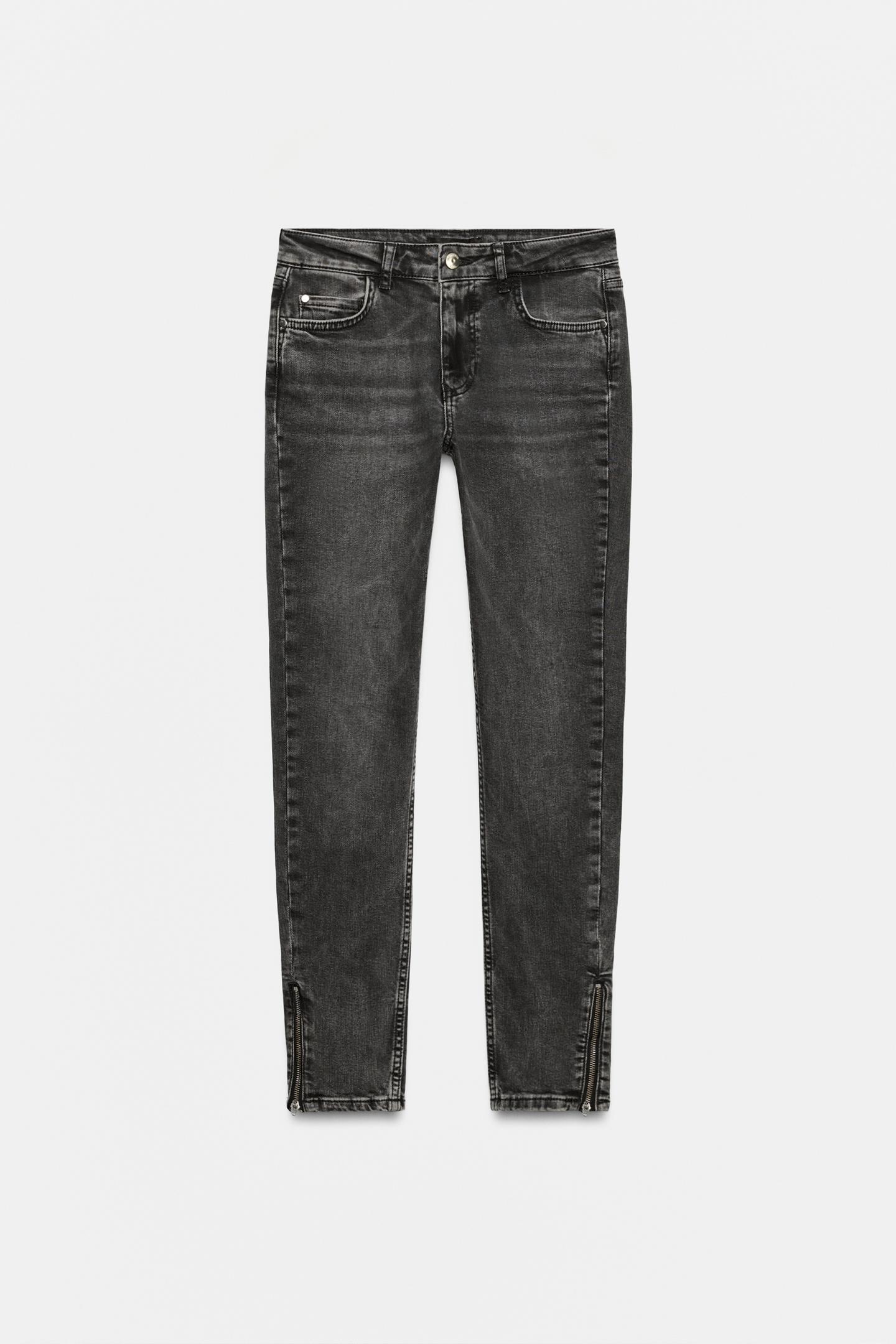 Женские джинсы Zara Z1975 Low Rise Skinny Zipper, цвет: Чёрный — фото 6