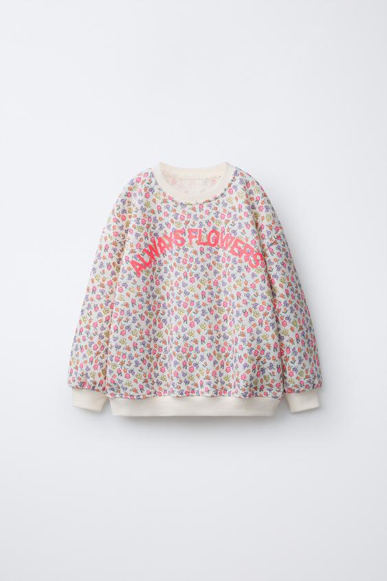 SUDADERA FLORES Y TEXTO - Multicolor de Zara - Imagen 0