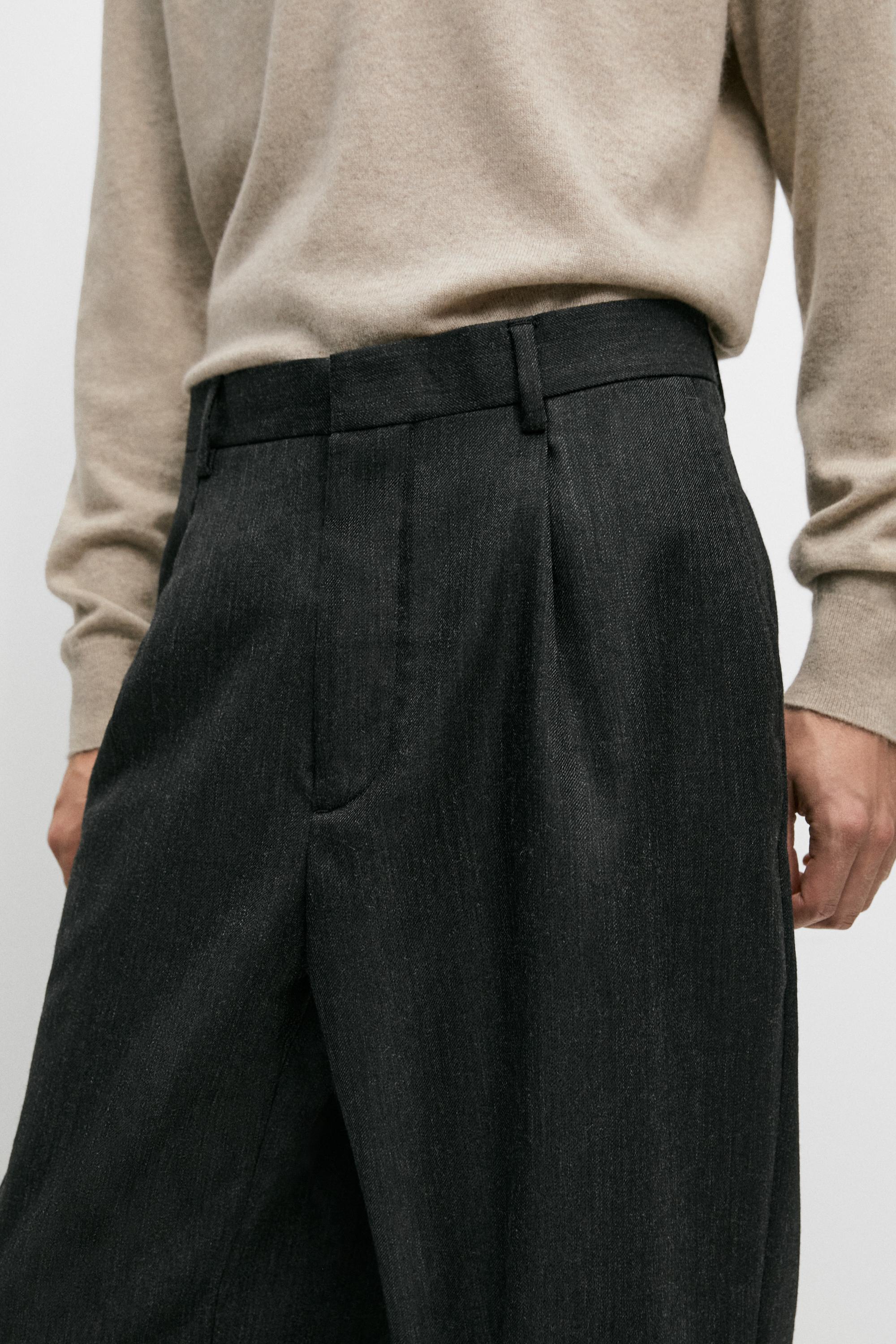 Relaxed fit wool trousers with flecked detail
