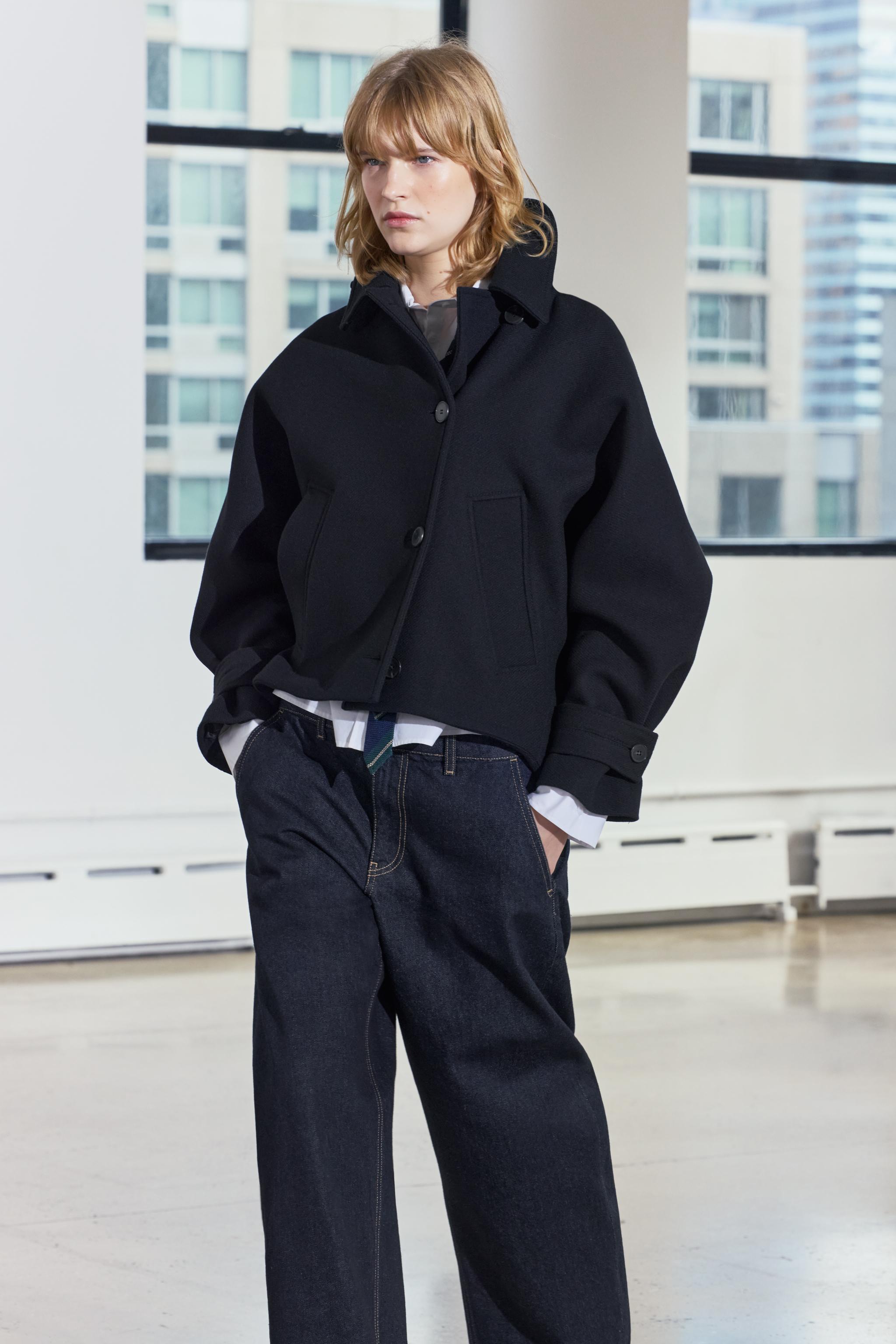 ZW COLLECTION ウール混紡ケープコート - ブラック | ZARA Japan / 日本