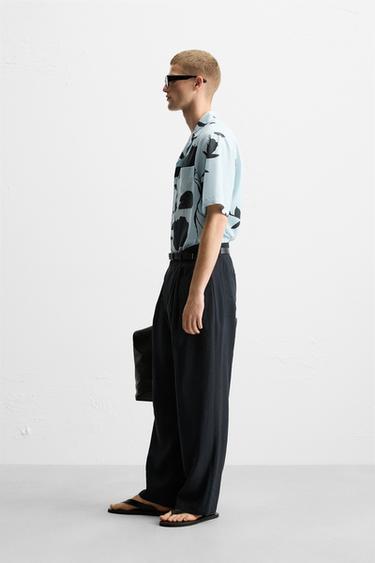 RELAXED FIT PLEATED TROUSERS - Navy blue by Zara - Image 3