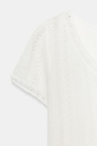 TOP EN MAILLE POINTELLE - Blanc de Zara - Image 8