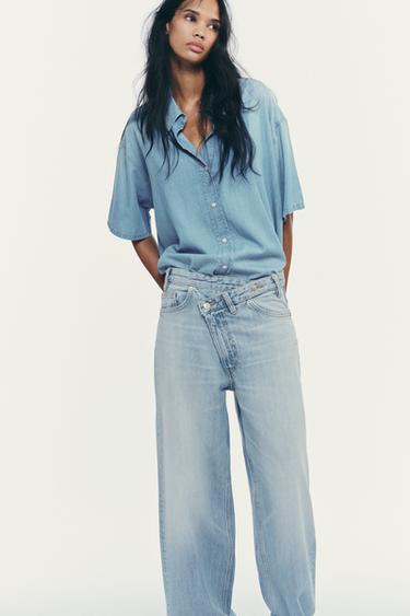 CHEMISE COURTE EN JEAN TRF - Bleu clair de Zara - Image 2