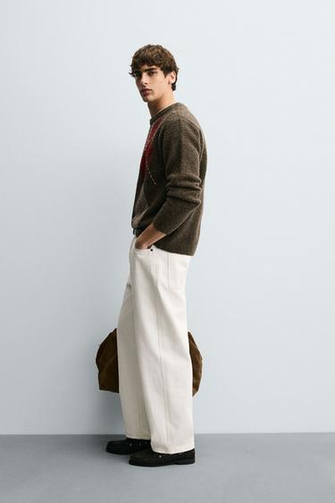 ARGYLE JACQUARD JUMPER - Brown by Zara - Image 3