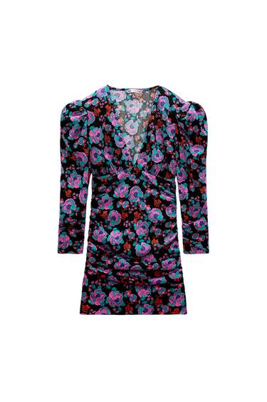 FLORAL PRINT DRAPED DRESS