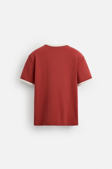 T-SHIRT CÔTELÉ INSCRIPTION GUITARRICADELAFUENTE - Rouge de Zara - Image 7