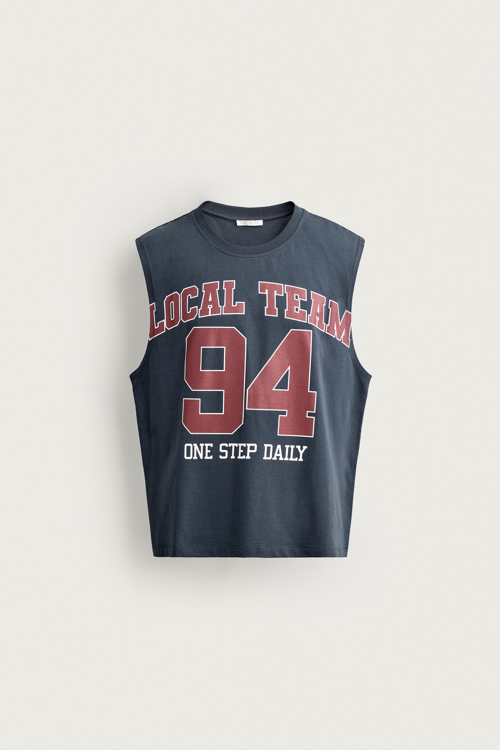 RELAXED FIT CONTRAST GRAPHIC TANK TOP — Navy blue