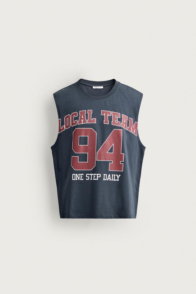 RELAXED FIT CONTRAST GRAPHIC TANK T-SHIRT