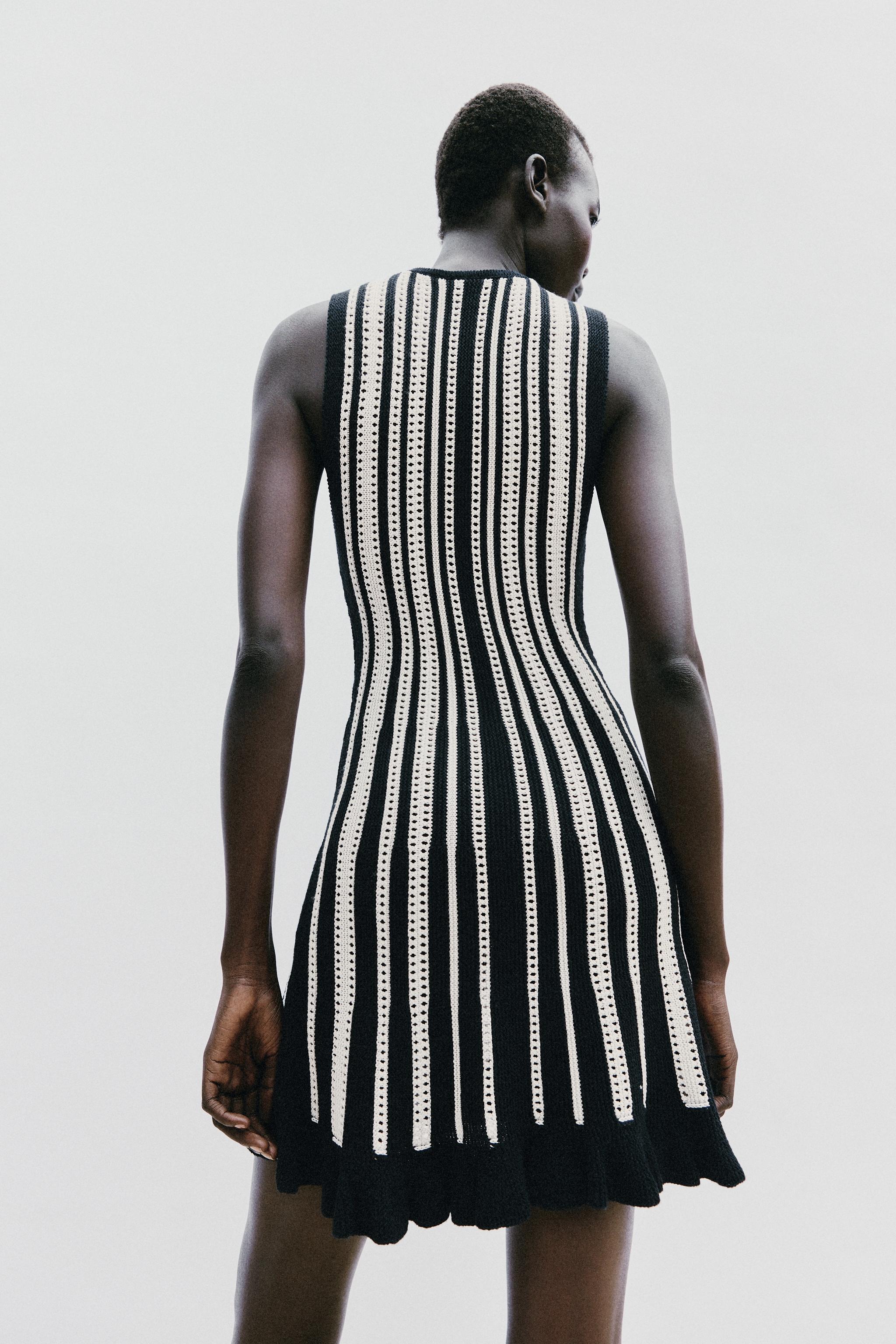 STRIPED KNIT MINI DRESS