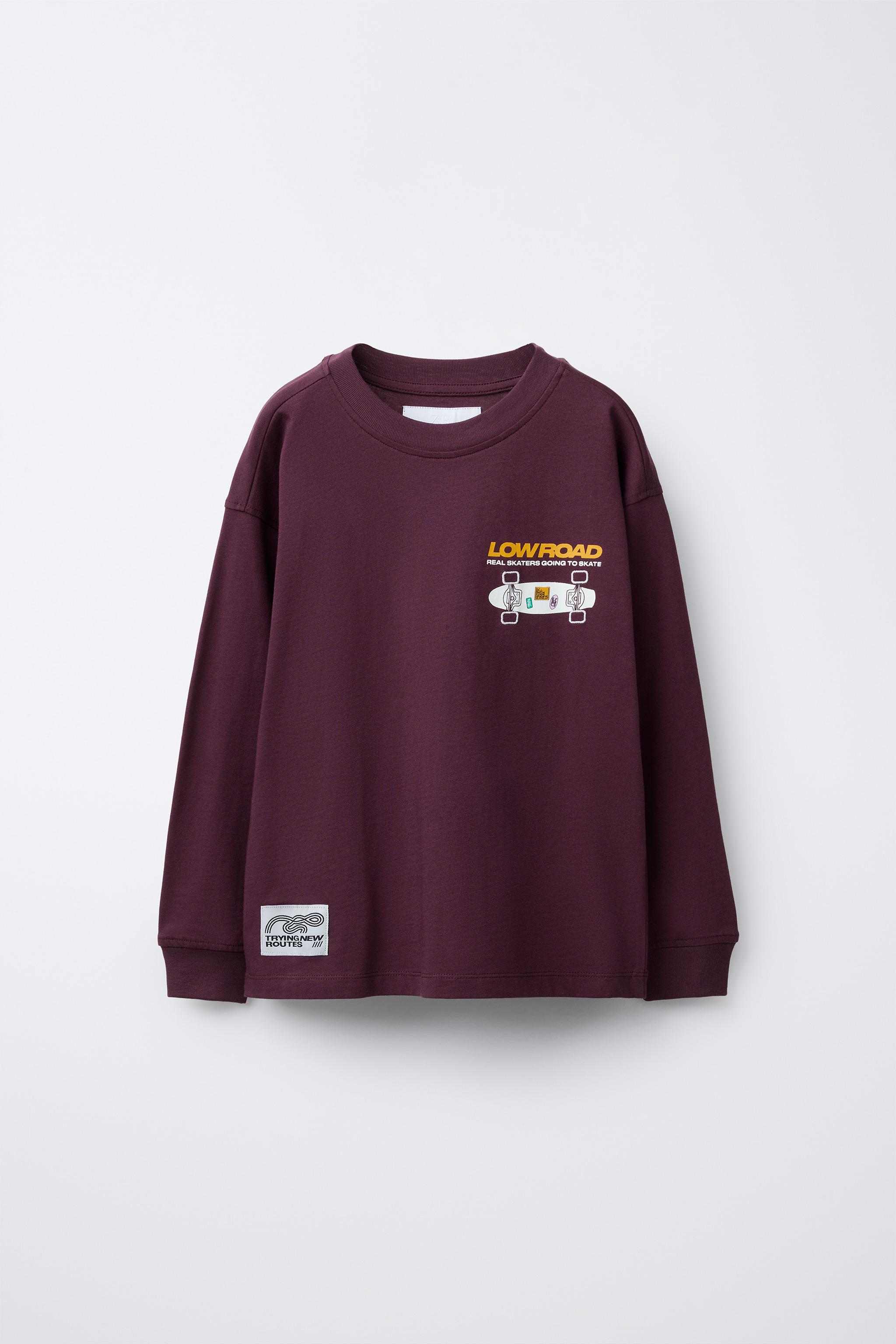 n‪‪❤︎‬s SKATE PRINT T-SHIRT - Maroon | ZARA United States
