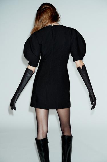 ROBE COURTE À MANCHES GLOBES - Noir de Zara - Image 5