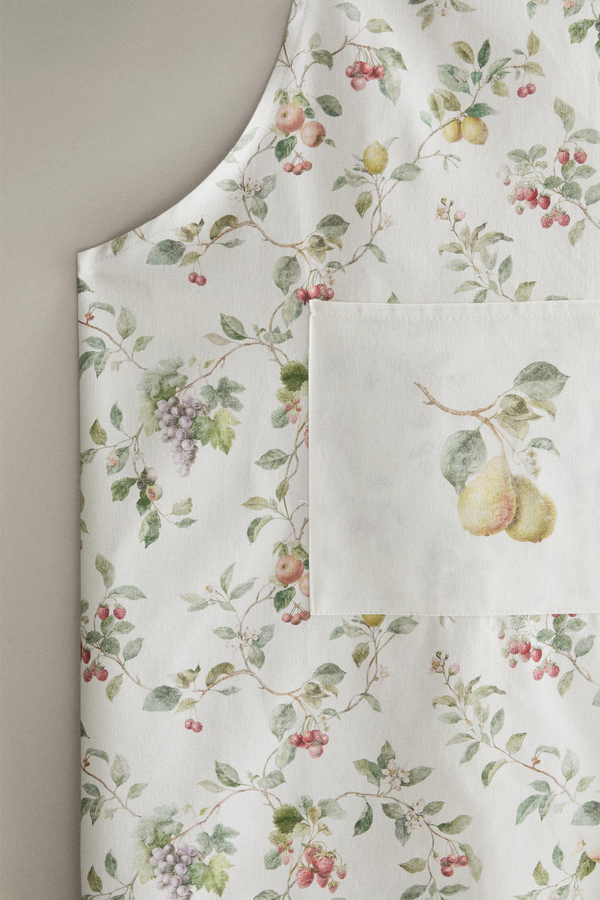 FLORAL COTTON APRON — Green