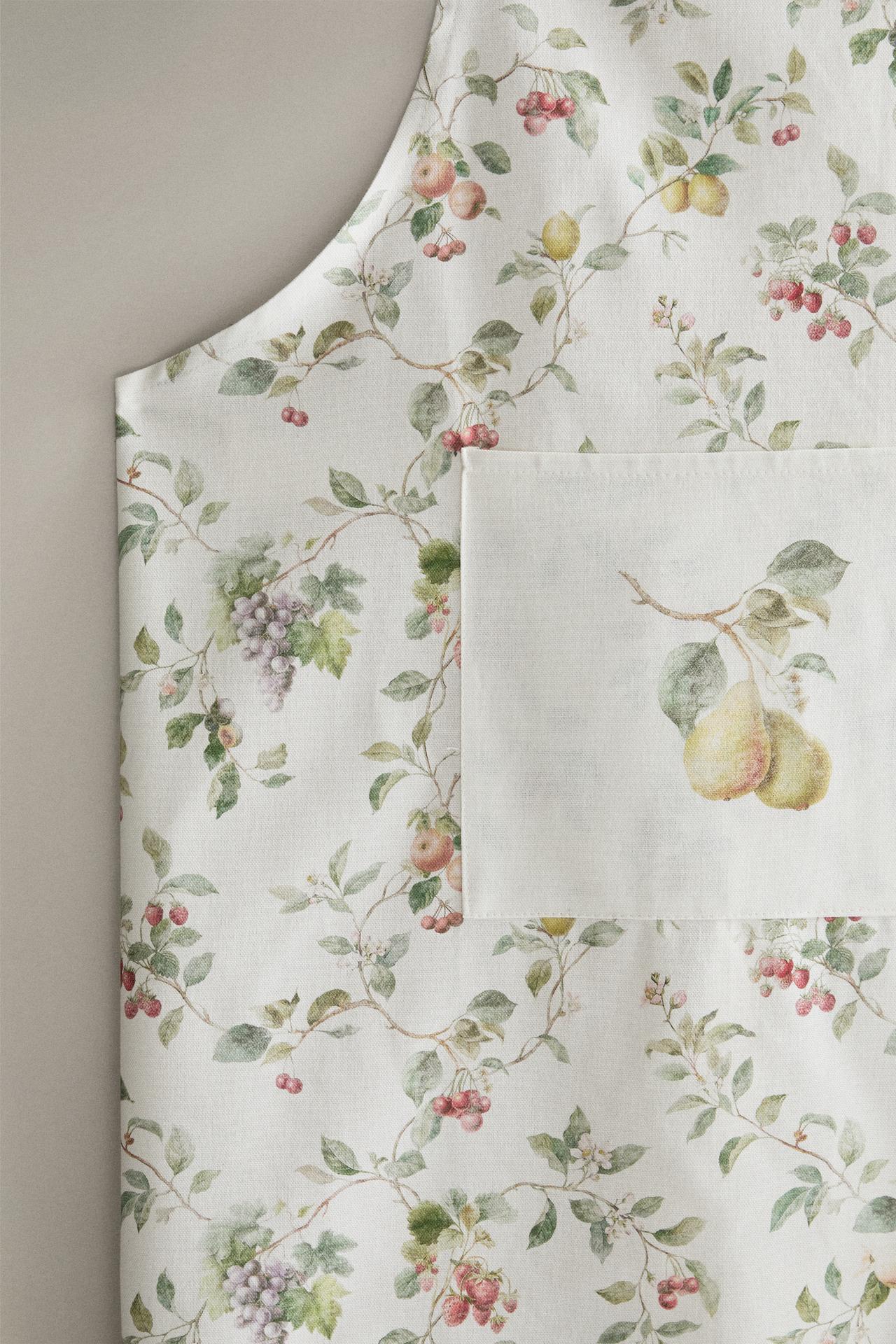 FLORAL COTTON APRON — Green