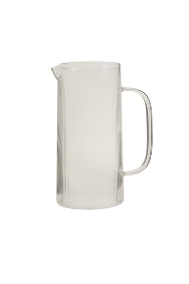 BOROSILICATE JUG WITH LINE DESIGN - Transparent by Zara