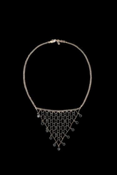 Zara JEWELED TRIANGLE NECKLACE - Golden - Image 0