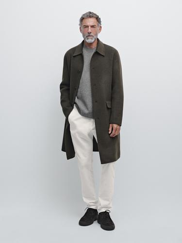 Zara Slim fit corduroy trousers - Oyster-white - Image 0