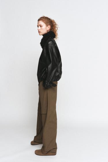 FAUX LEATHER BOMBER JACKET ZW COLLECTION - Black by Zara - Image 2