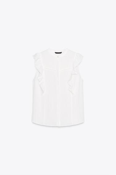 BLOUSE ROMANTIQUE À VOLANTS - Blanc de Zara - Image 3