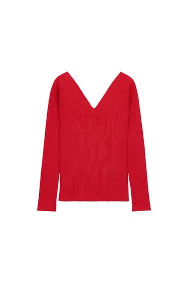RIBBED KNIT FITTED TOP - Red by Zara