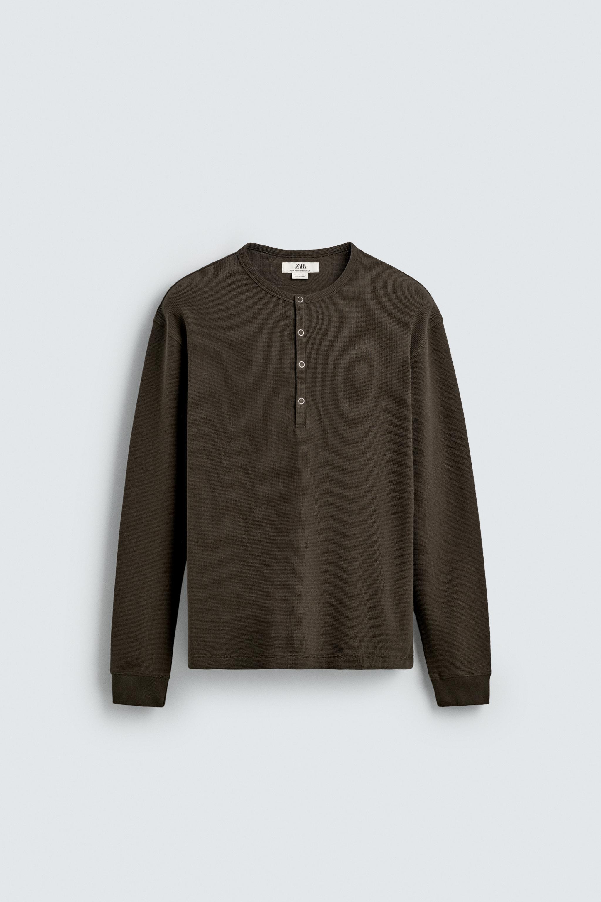 WAFFLE KNIT HENLEY SHIRT