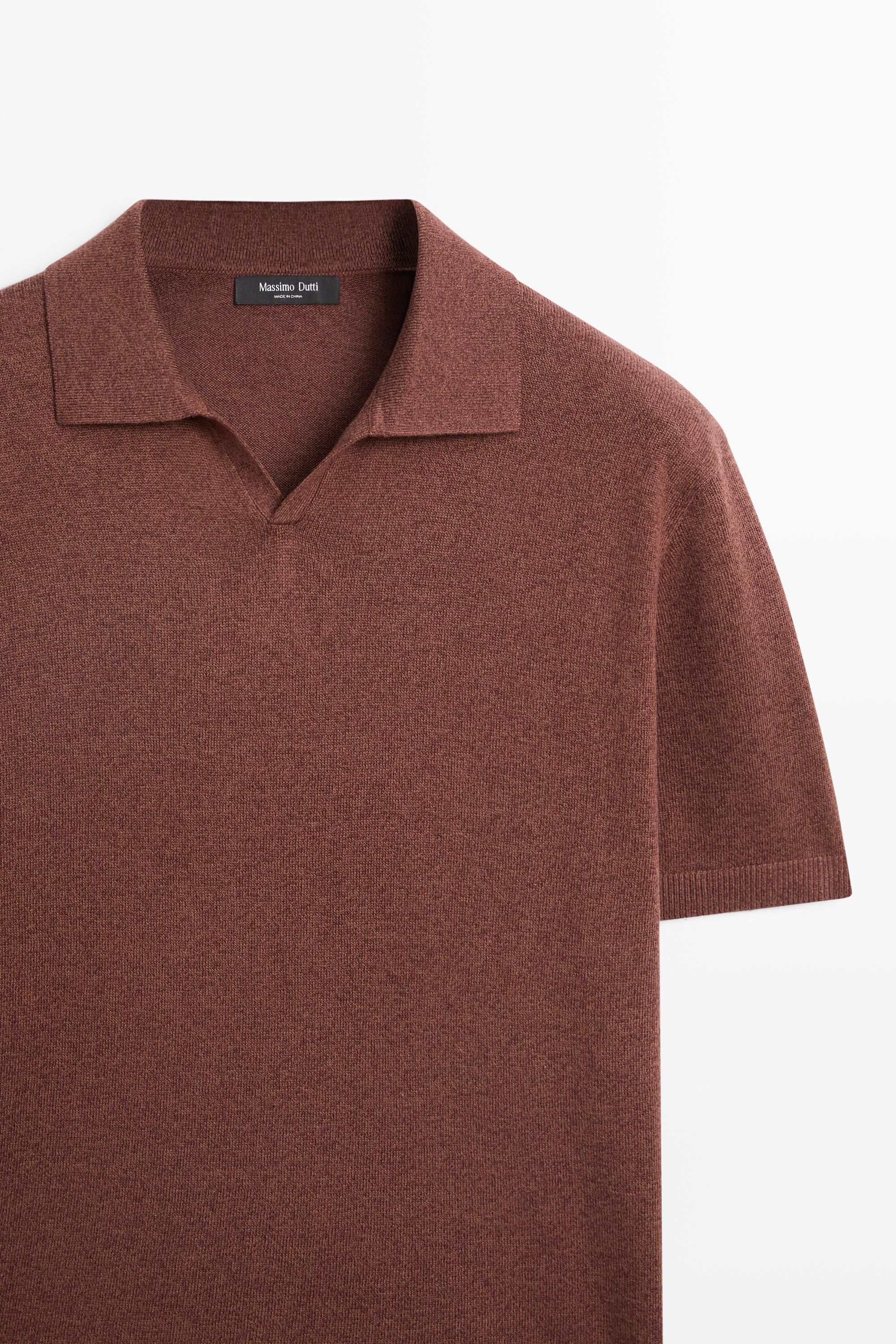 Linen blend knit polo sweater