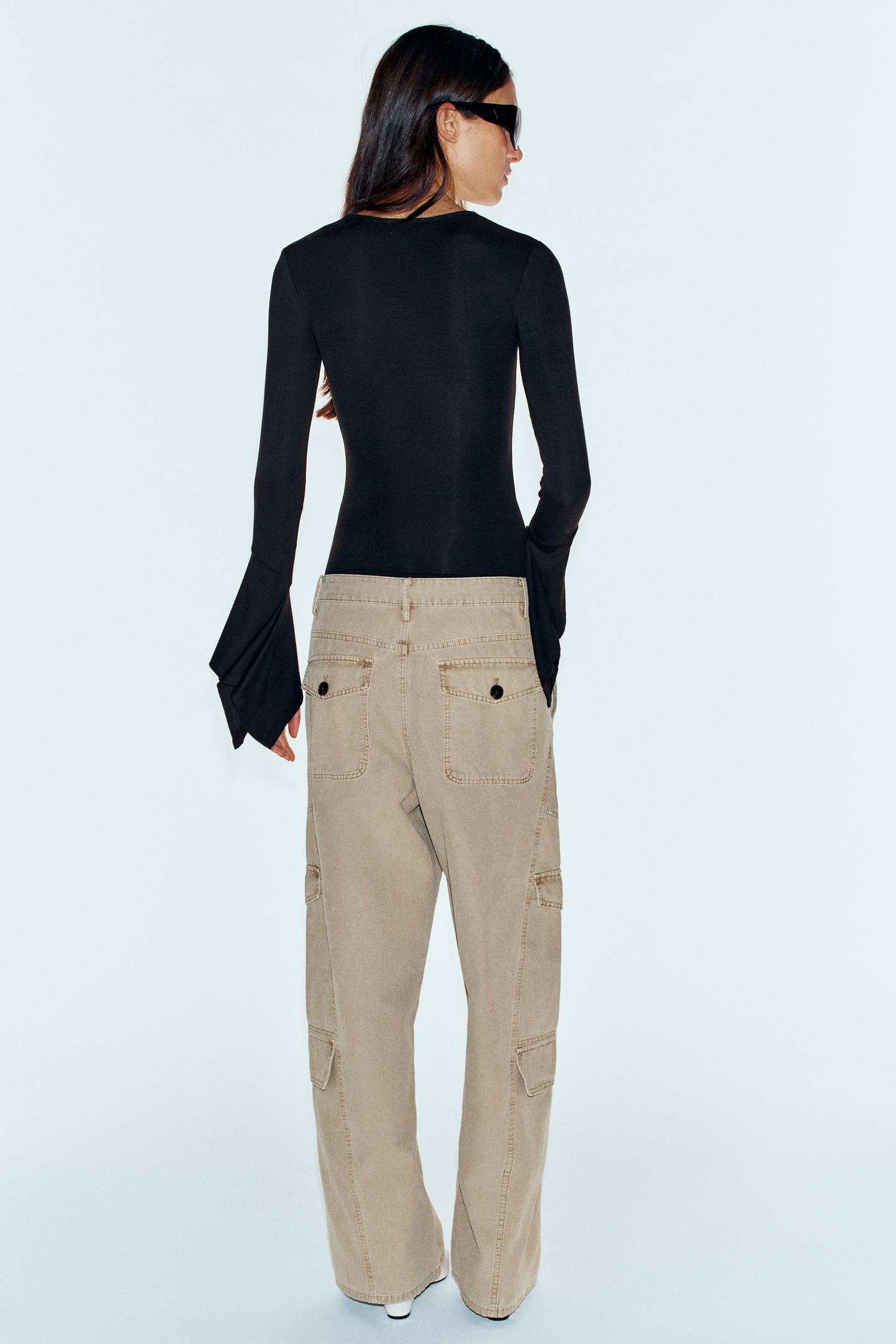 Женская футболка Zara Ruffle Sleeve, цвет: Чёрный — фото 6