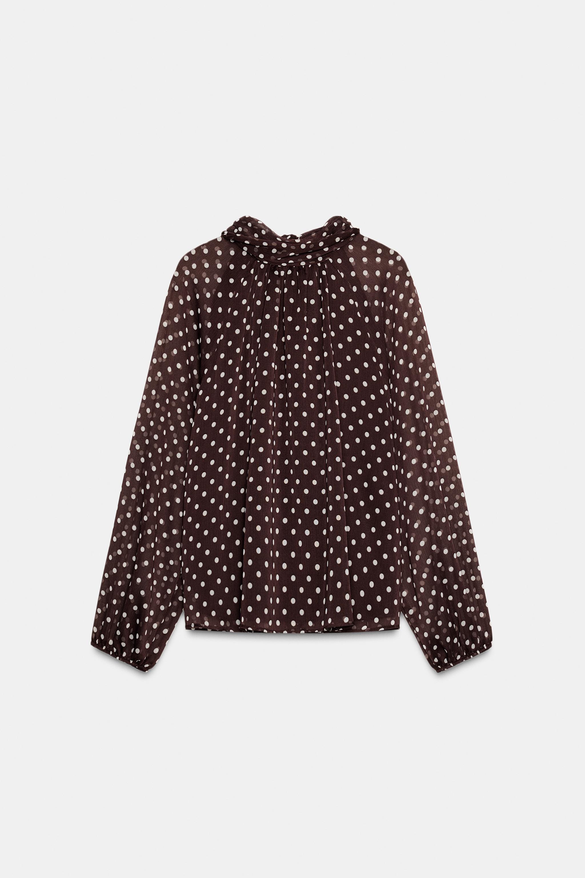 POLKA DOT TIE BLOUSE