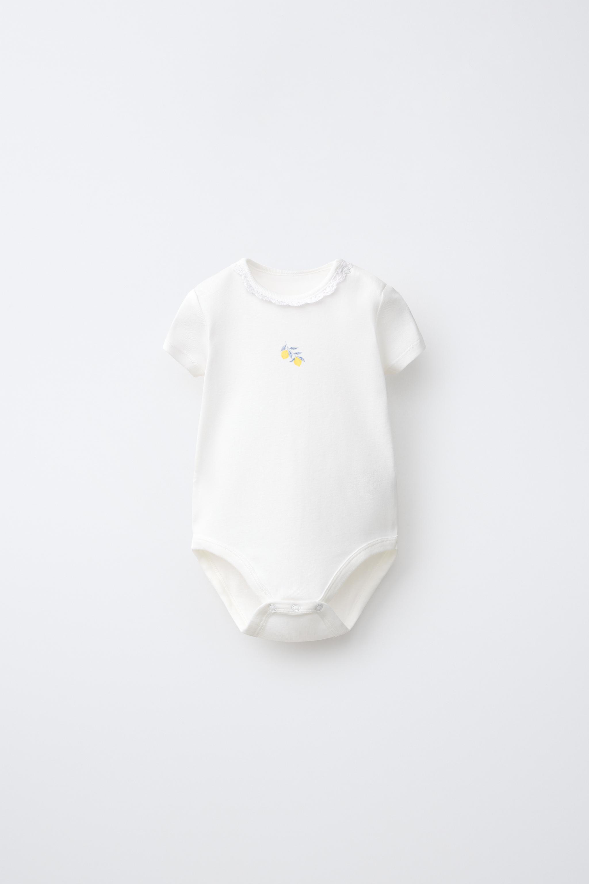 FIVE-PACK LEMON SHORT SLEEVE BODYSUITS — Blue / White (alternate view)