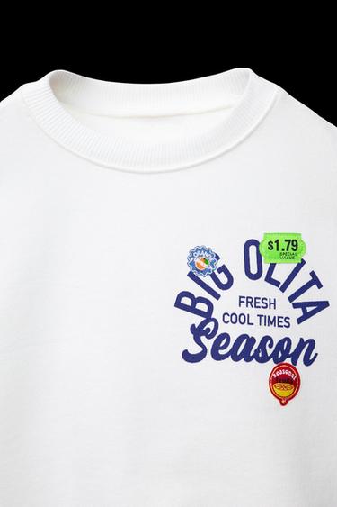 SUDADERA ESTAMPADO Y PARCHES - Blanco de Zara