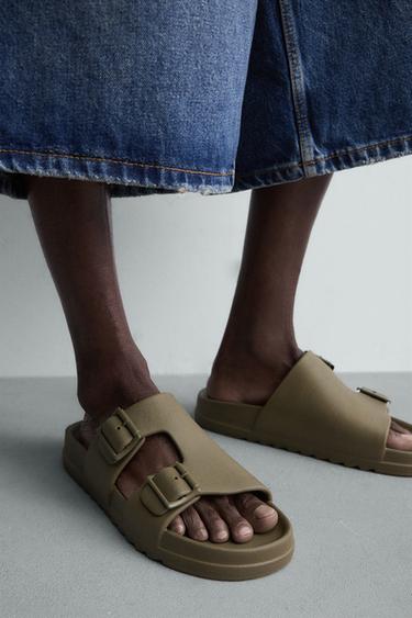 ҚОС РЕМЕНДІ РЕЗИНАЛАНҒАН САНДАЛ - Теңіз жасыл Zara компаниясынан