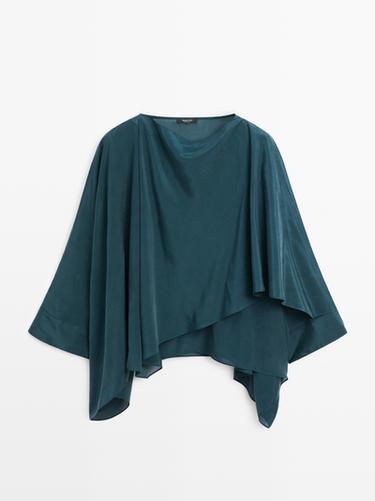 Blusa fluida estilo capa - Plomo de Zara - Imagen 0