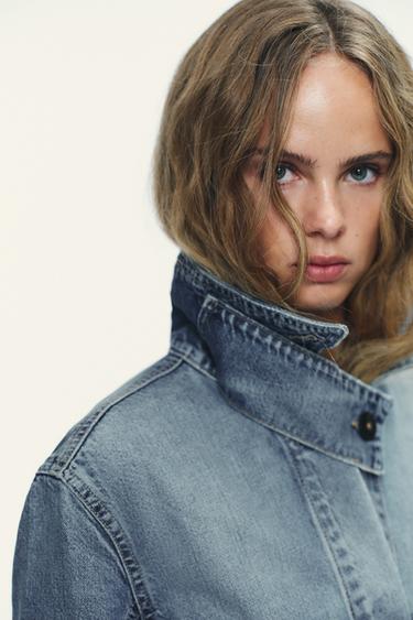 TRF HIGH NECK DENIM JACKET - Blue by Zara - Image 3