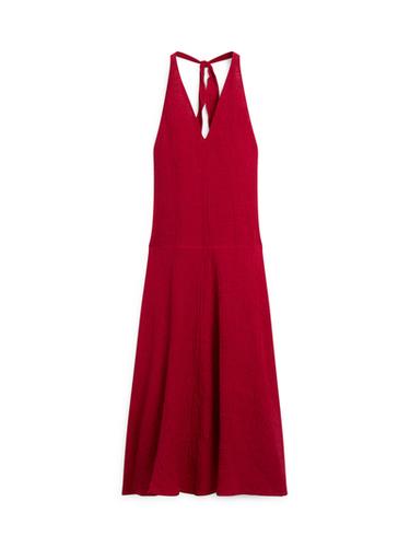 Vestido largo escote 100% lino - Rojo de Zara
