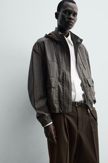 LINEN - COTTON WAXED JACKET - Brown marl by Zara - Image 5